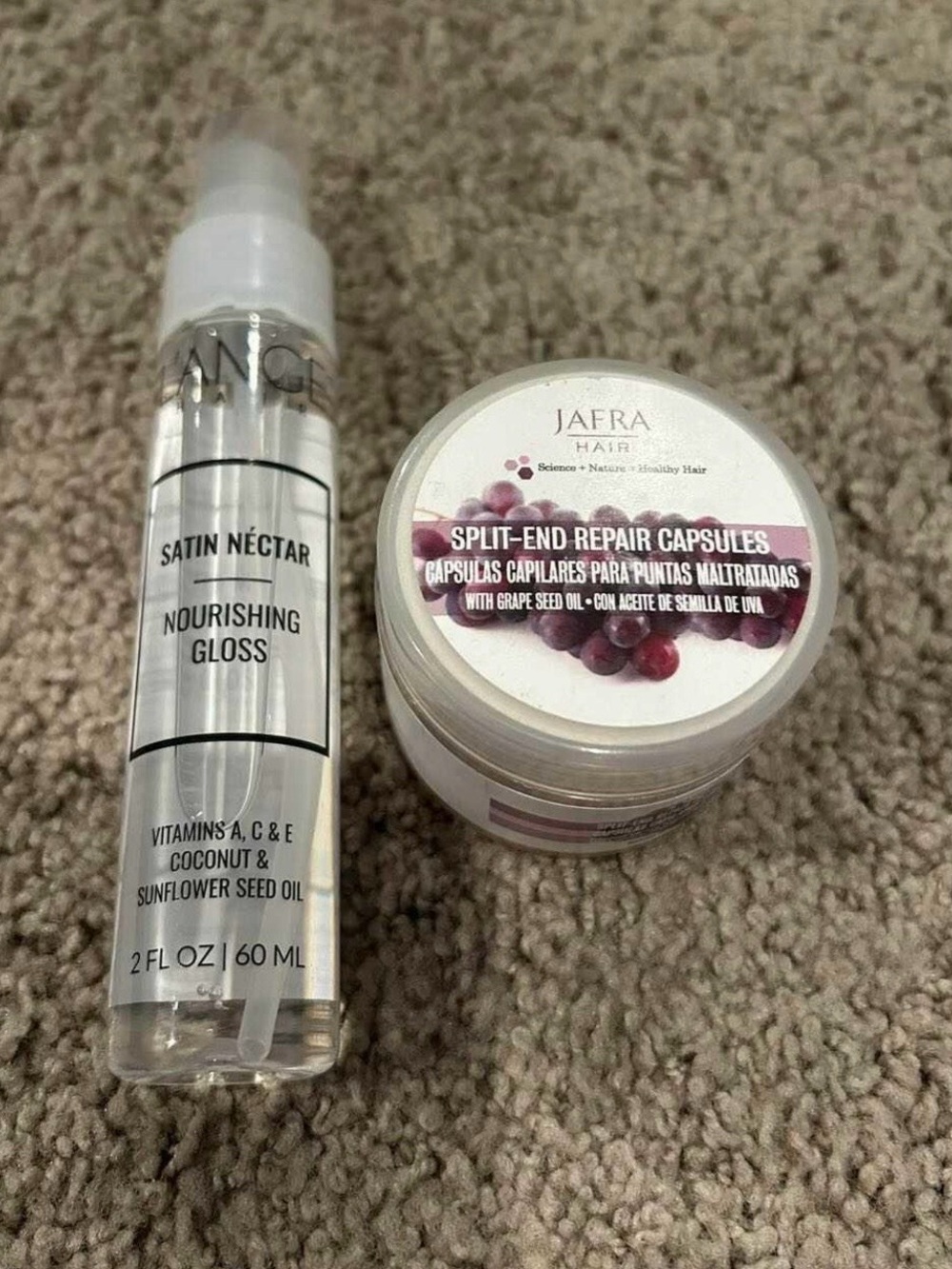 New Lange Nourishing Gloss and Jafra Split End Capsules